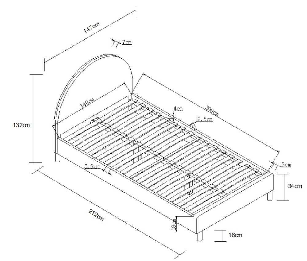 Bed incl. lattenbodem 140 x 200 cm MOON - Wit bouc VPC-27-000005