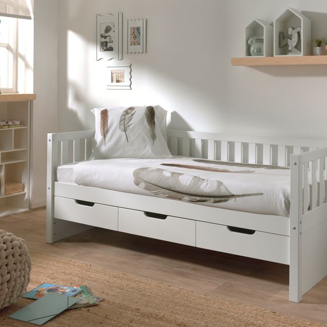 Kajuitbed incl. lattenbodem en lades FRITZ - Wit