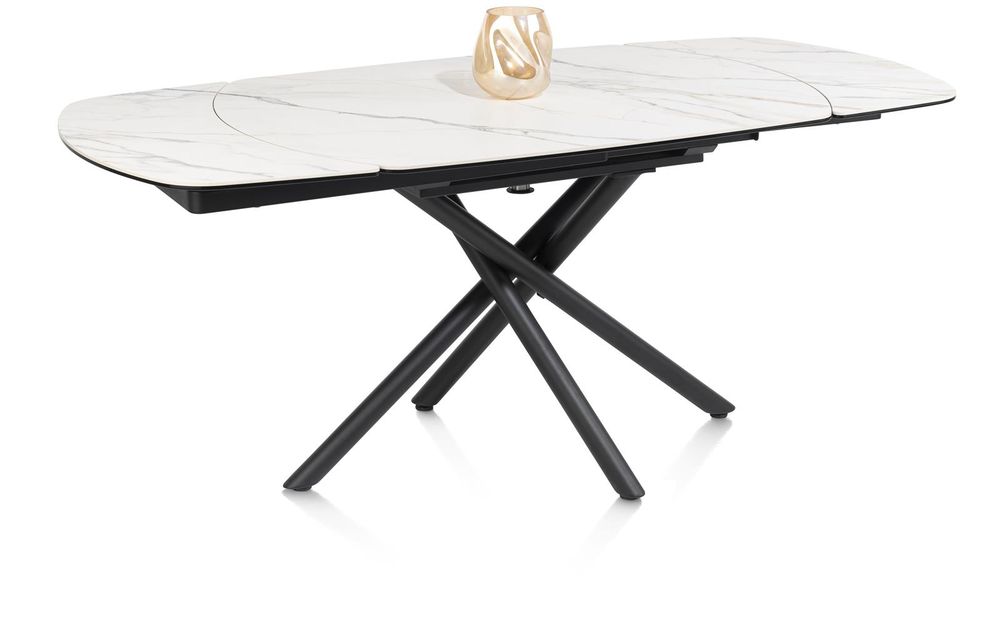 Uitschuifbare eetkamertafel PRESTON - Wit marmer HEH 51658WIT