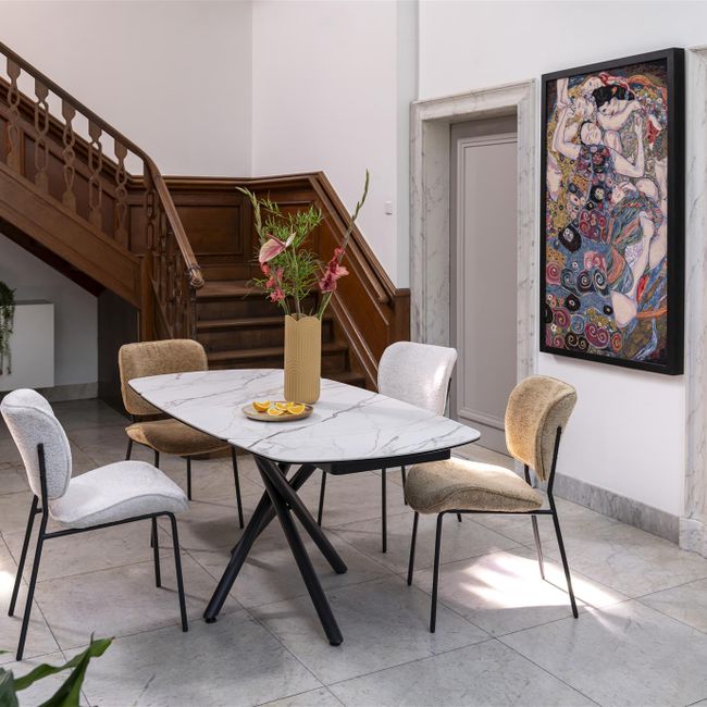 Uitschuifbare eetkamertafel PRESTON - Wit marmer