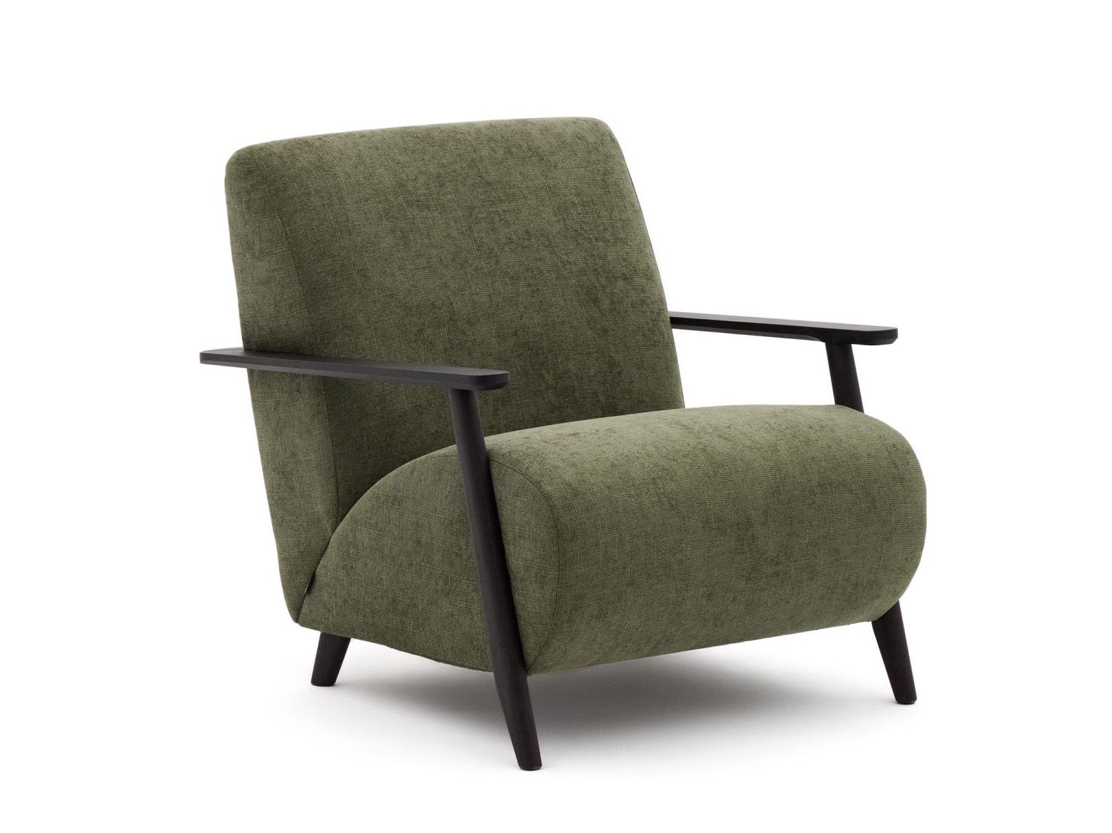 Fauteuil MEGHAN - Groen chenille/Wengé