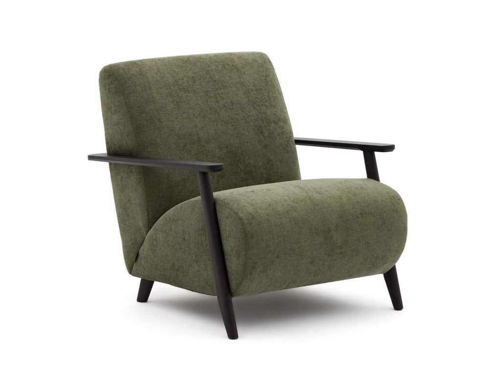 Fauteuil MEGHAN - Groen chenille/Wengé KAV S51611TB06