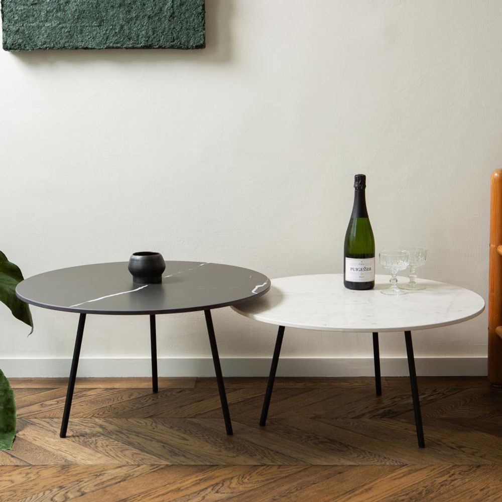 Set 2 salontafels GEORGE - Zwart/Wit marmer U14-8-000003