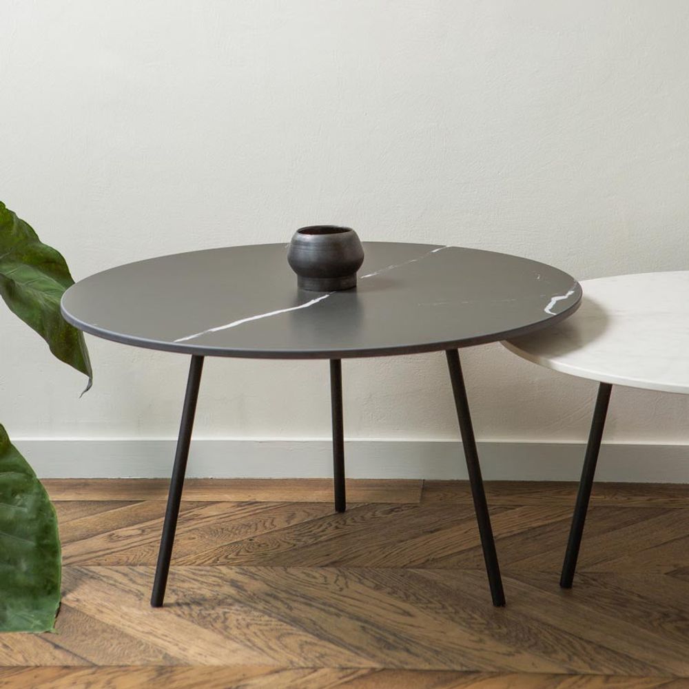 Set 2 salontafels GEORGE - Zwart/Wit marmer U14-8-000003