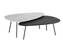 Set 2 salontafels ODIL - Wit/Zwart marmer U14-9-000006