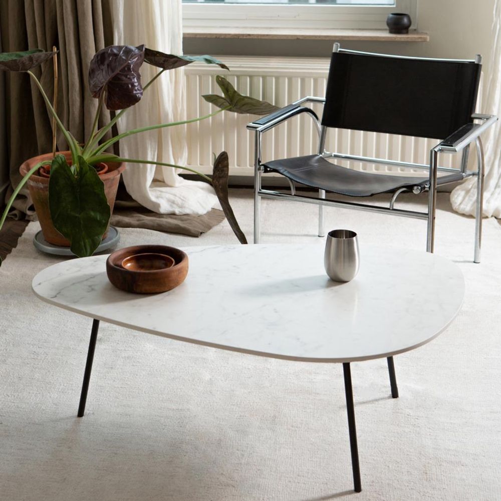 Set 2 salontafels ODIL - Wit/Zwart marmer U14-9-000006