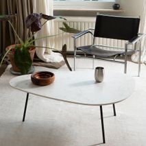 Set 2 salontafels ODIL - Wit/Zwart marmer U14-9-000006