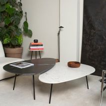 Set 2 salontafels ODIL - Wit/Zwart marmer U14-9-000006