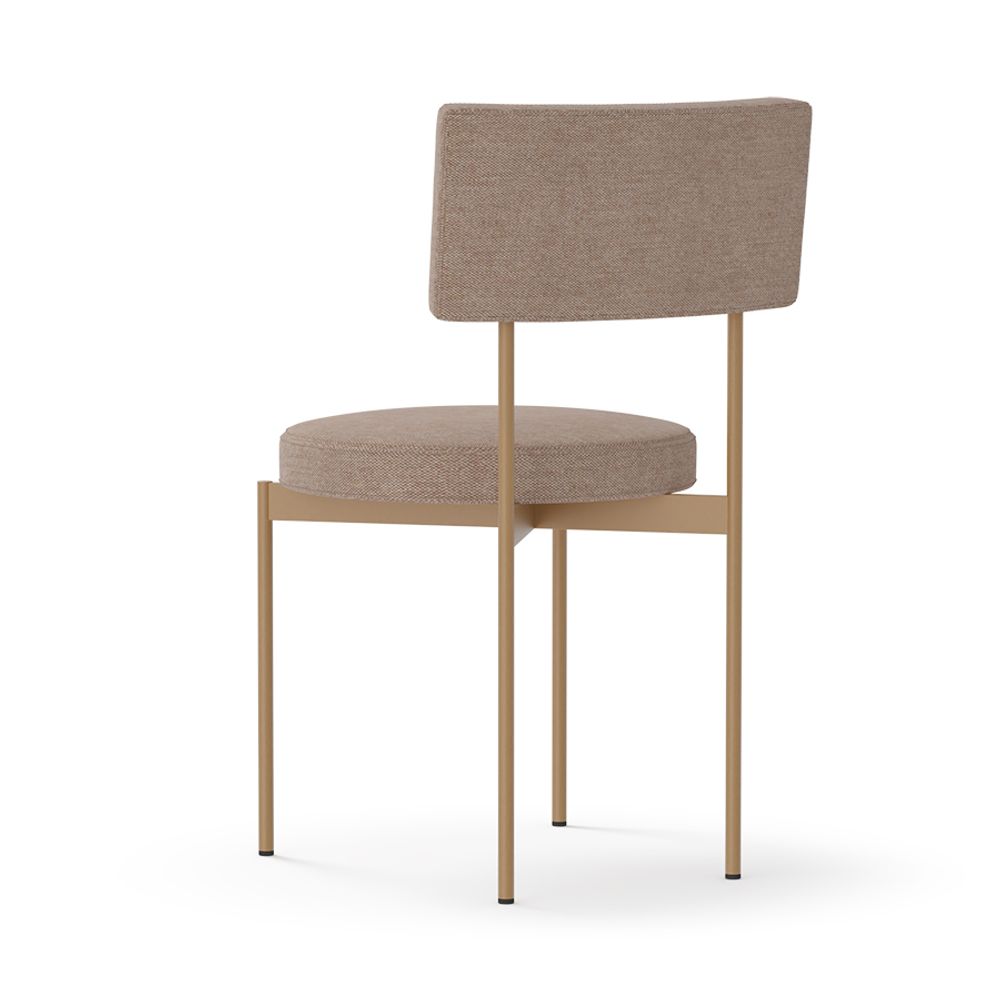 Eetkamerstoel YOREDALE met stoffen bekleding in beige en metalen frame.
