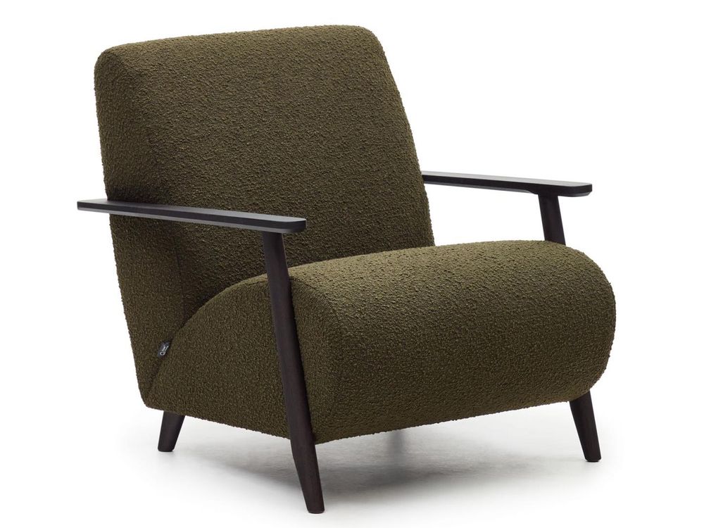 Fauteuil MEGHAN - Groen bouclé / Wengé KAV S517J19