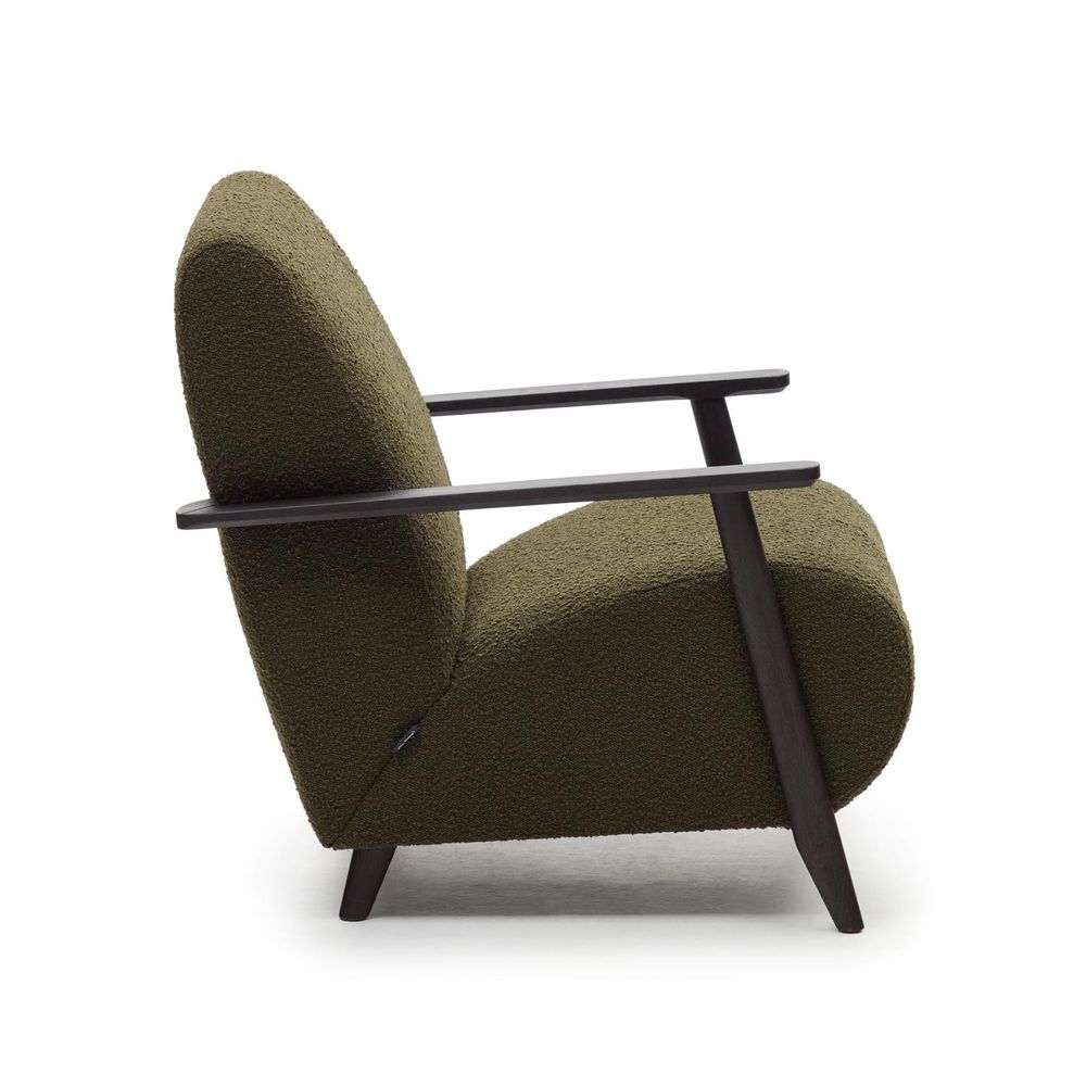 Fauteuil MEGHAN - Groen bouclé / Wengé KAV S517J19