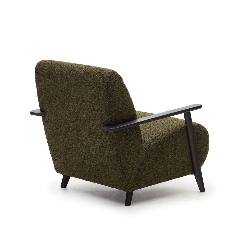 Fauteuil MEGHAN - Groen bouclé / Wengé KAV S517J19