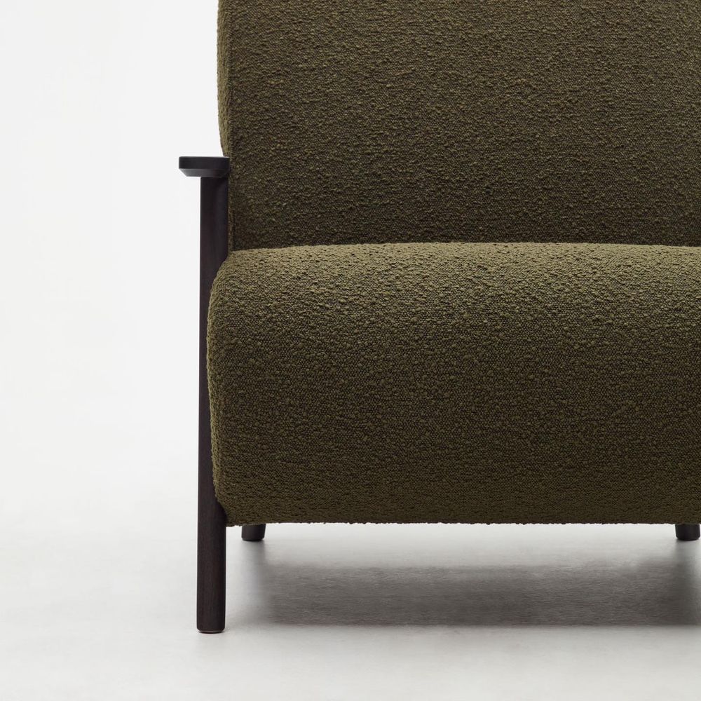 Fauteuil MEGHAN - Groen bouclé / Wengé KAV S517J19