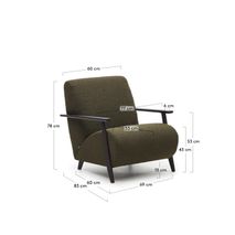 Fauteuil MEGHAN - Groen bouclé / Wengé KAV S517J19