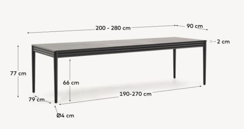 Uitschuiftafel LENON - Zwart eikenfineer/Massief e KAV T0200008MM01