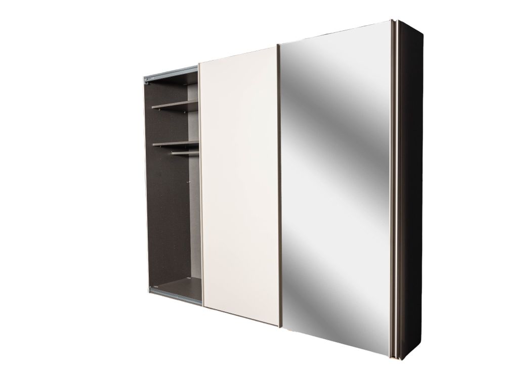 Zweefdeurkast met spiegel SAVENA - Wit NLT-51-001-P1G79