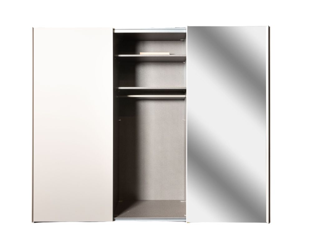 Zweefdeurkast met spiegel SAVENA - Wit NLT-51-001-P1G79