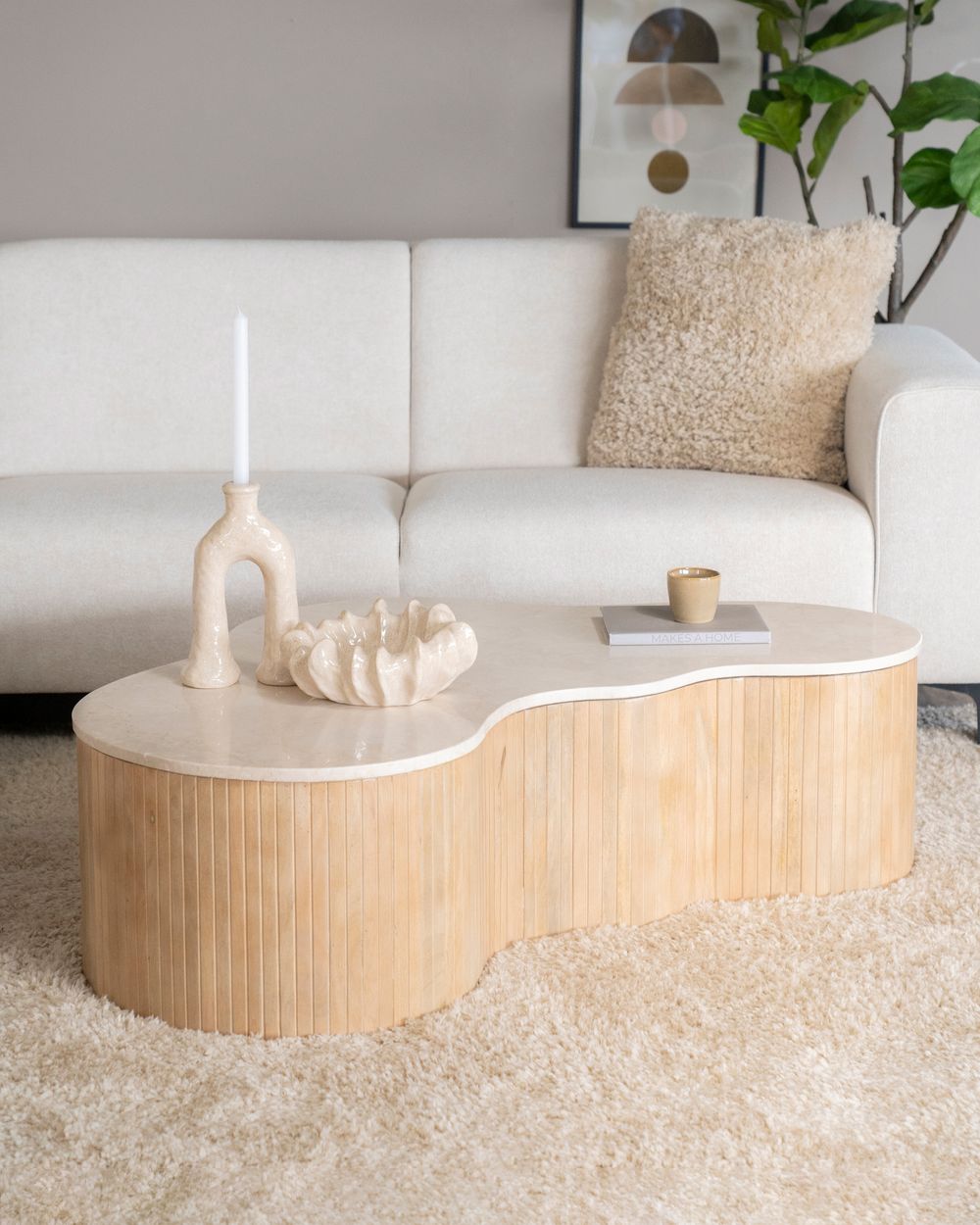Salontafel KIRA - Mangohout / marmer ELO 96189
