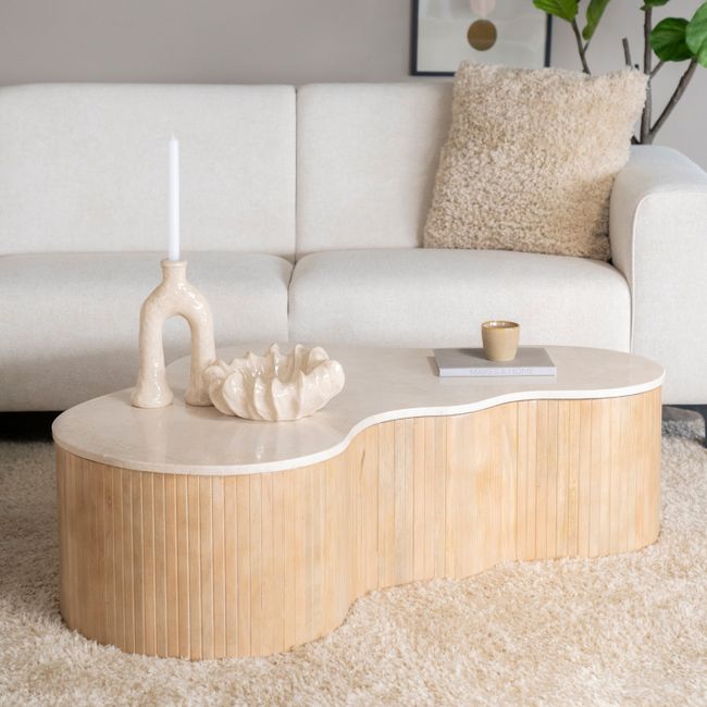 Salontafel KIRA - Mangohout / marmer