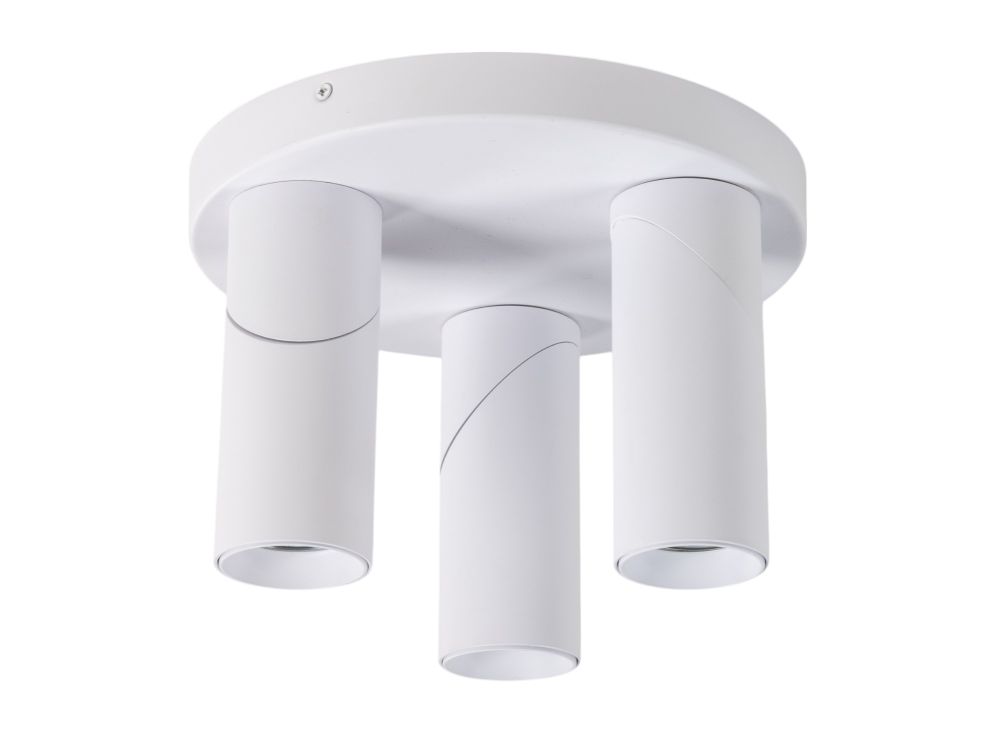 Witte plafondspot TWIST van aluminium, met drie ronde, richtbare spots.