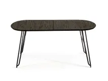 Uitschuifbare tafel MILIAN, zwart hout met metalen hairpin poten.