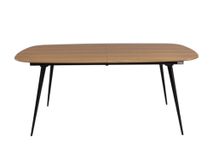 Uitschuifbare eetkamertafel DUNES Mountain Ash met zwart metalen trapeziumpoten.
