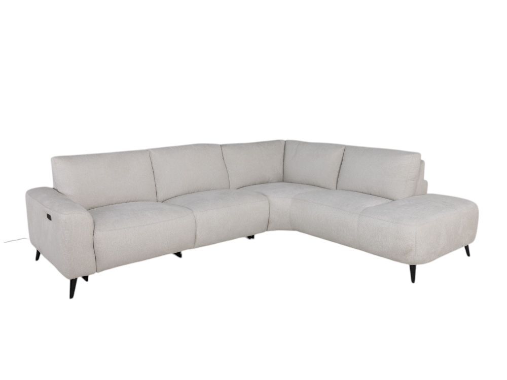 Hoeksalon CARINI in ivory stof met zwarte poten.