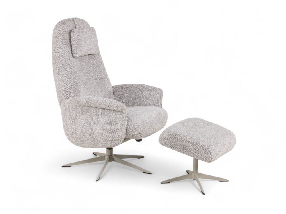 Fauteuil met poef TONALE - Kiezel / Silk Grey XOO 52517-KIE