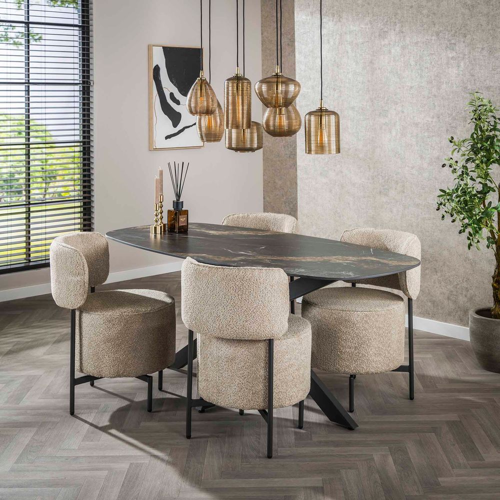 Eetkamertafel SPIDER - Keramiek Zwart ZLS 4560-86