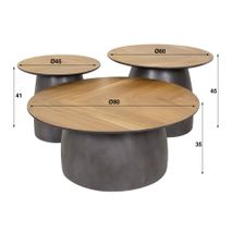 Set van 3 bijzettafels INFINITE - Teakhout fineer ZLS 2871-11