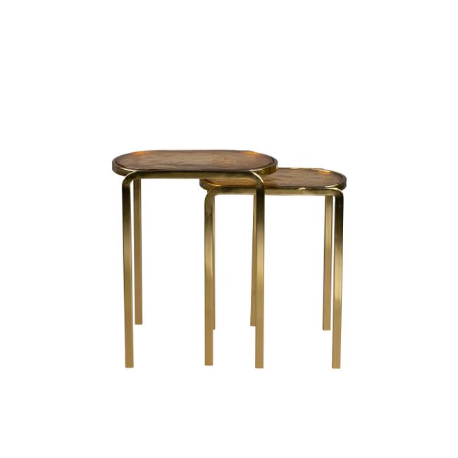 Set van 2 bijzettafels BANDHU - Goud