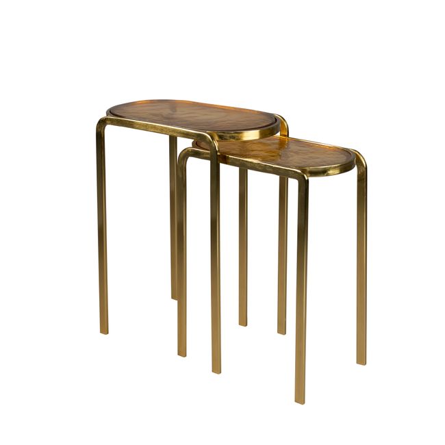 Set van 2 bijzettafels BANDHU - Goud