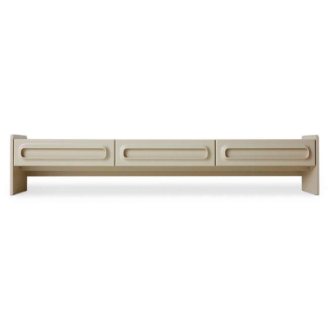 Tv-meubel SPACE crème van hout en MDF met drie lades.