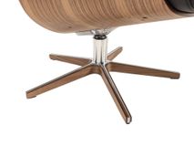 Relaxfauteuil en voetbank TIMEOUT - Zwart leder/Wa C-CFM-16-001-F2514-89