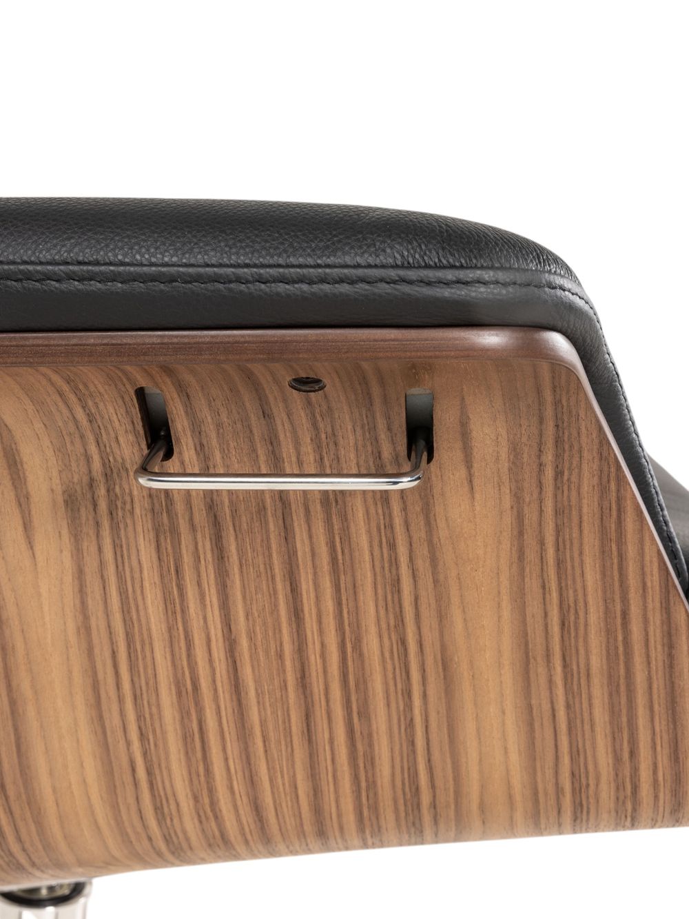 Relaxfauteuil en voetbank TIMEOUT - Zwart leder/Wa C-CFM-16-001-F2514-89