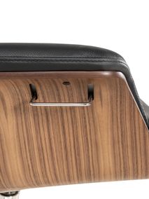 Relaxfauteuil en voetbank TIMEOUT - Zwart leder/Wa C-CFM-16-001-F2514-89