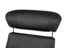 Relaxfauteuil en voetbank TIMEOUT - Zwart leder/Wa C-CFM-16-001-F2514-89