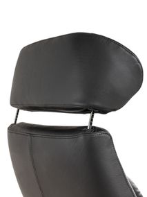 Relaxfauteuil en voetbank TIMEOUT - Zwart leder/Wa C-CFM-16-001-F2514-89