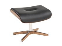 Relaxfauteuil en voetbank TIMEOUT - Zwart leder/Wa C-CFM-16-001-F2514-89