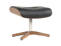 Relaxfauteuil en voetbank TIMEOUT - Zwart leder/Wa C-CFM-16-001-F2514-89