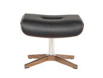 Relaxfauteuil en voetbank TIMEOUT - Zwart leder/Wa C-CFM-16-001-F2514-89