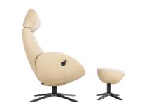 Relaxfauteuil met voetbank GLOBE MIX - Beige leder C-CFM-18-001-MIX