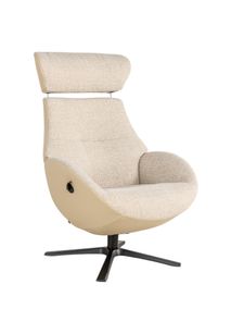 Relaxfauteuil met voetbank GLOBE MIX - Beige leder C-CFM-18-001-MIX