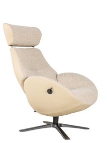 Relaxfauteuil met voetbank GLOBE MIX - Beige leder C-CFM-18-001-MIX