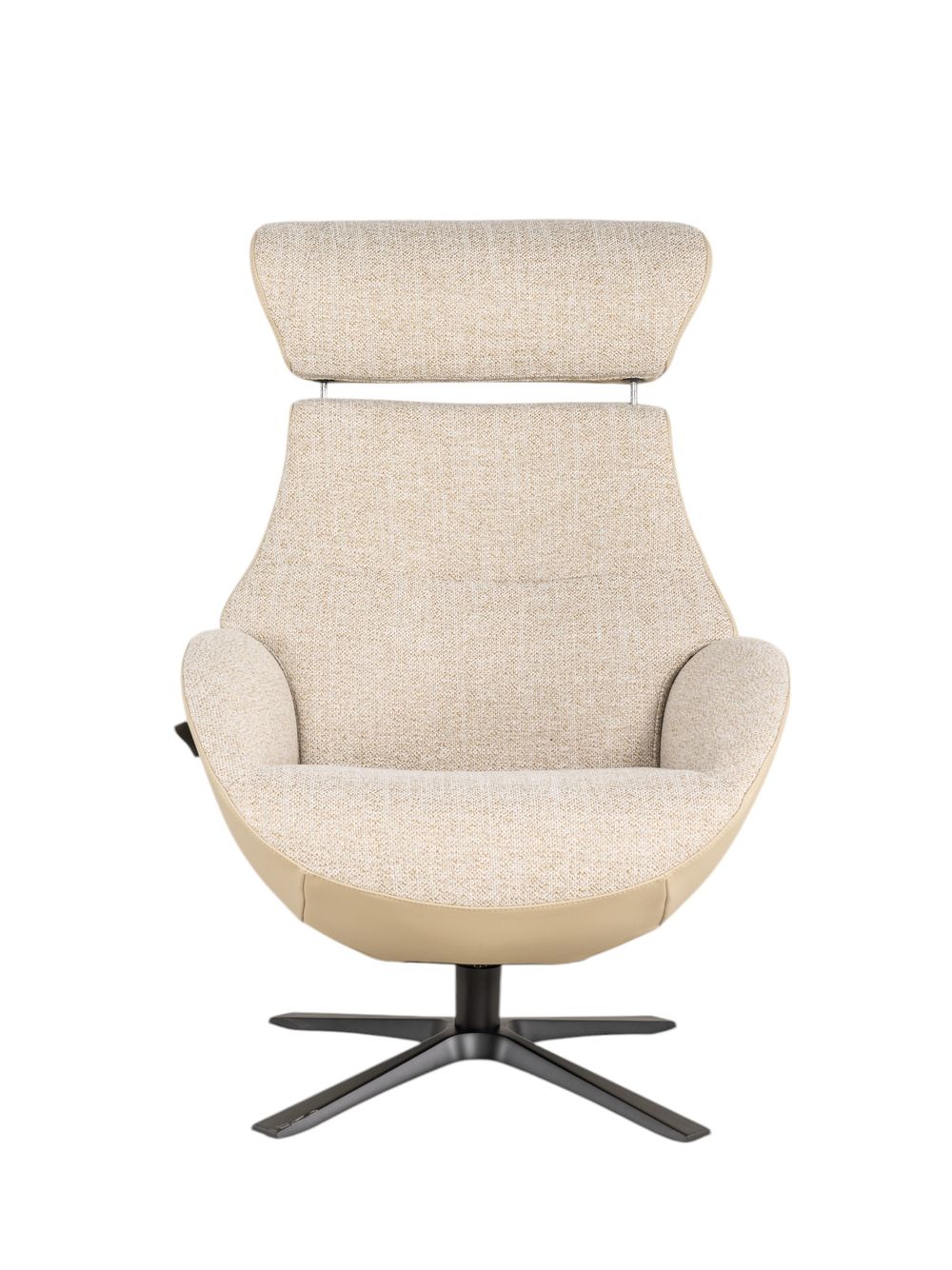 Relaxfauteuil met voetbank GLOBE MIX - Beige leder C-CFM-18-001-MIX