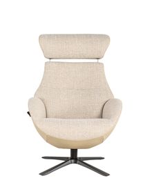 Relaxfauteuil met voetbank GLOBE MIX - Beige leder C-CFM-18-001-MIX