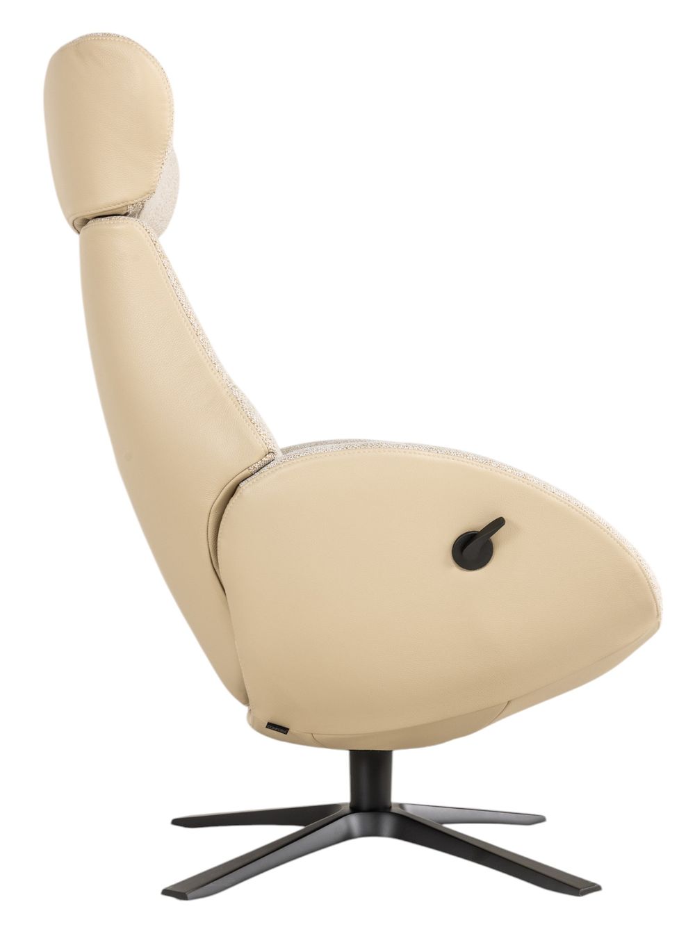 Relaxfauteuil met voetbank GLOBE MIX - Beige leder C-CFM-18-001-MIX