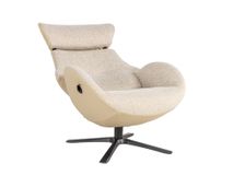Relaxfauteuil met voetbank GLOBE MIX - Beige leder C-CFM-18-001-MIX