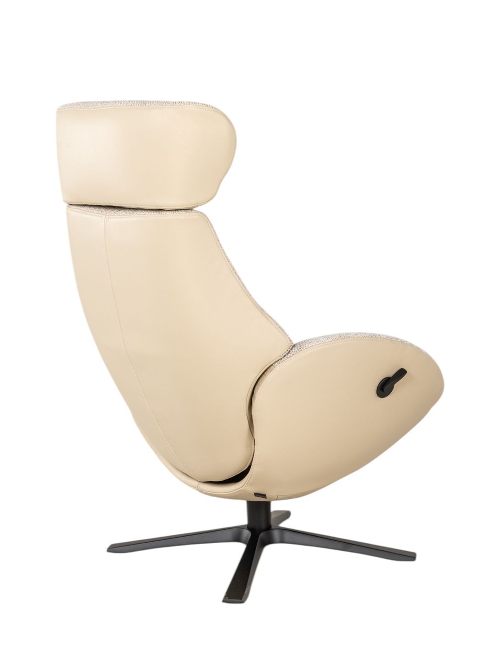 Relaxfauteuil met voetbank GLOBE MIX - Beige leder C-CFM-18-001-MIX