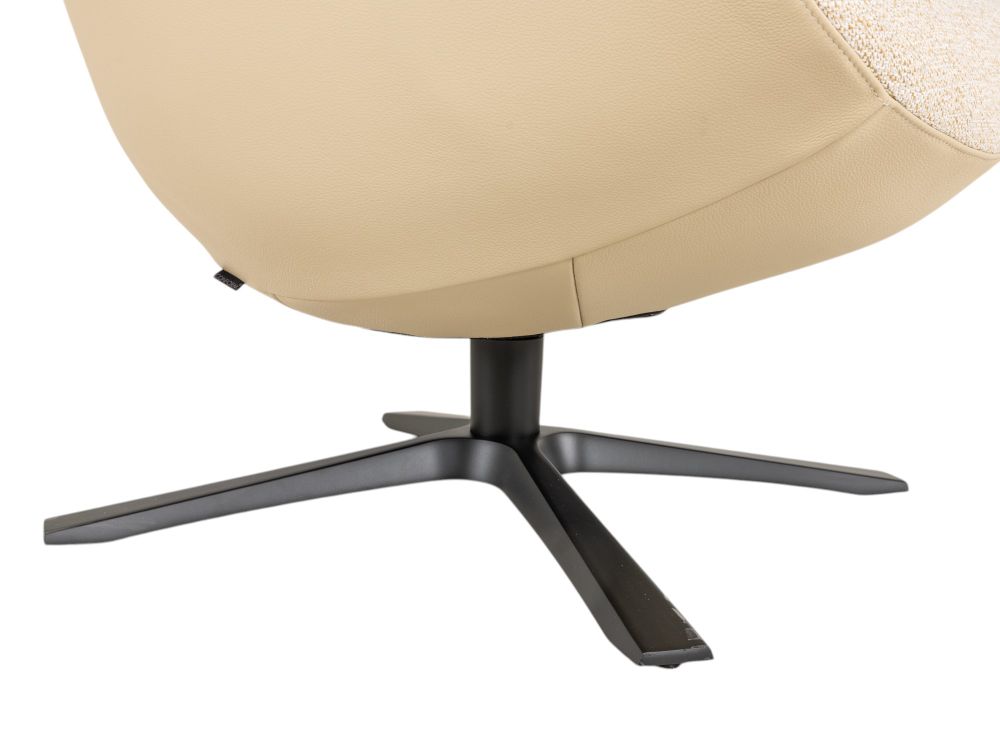 Relaxfauteuil met voetbank GLOBE MIX - Beige leder C-CFM-18-001-MIX